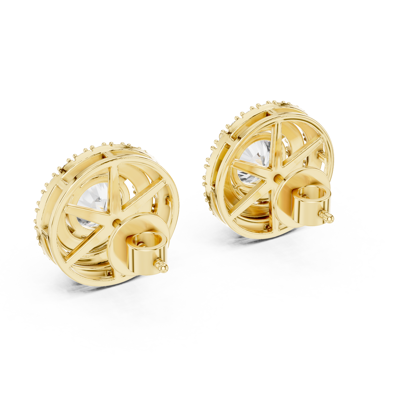 3.42 CTW Round Lab-Grown Diamond Double Halo Stud Earrin