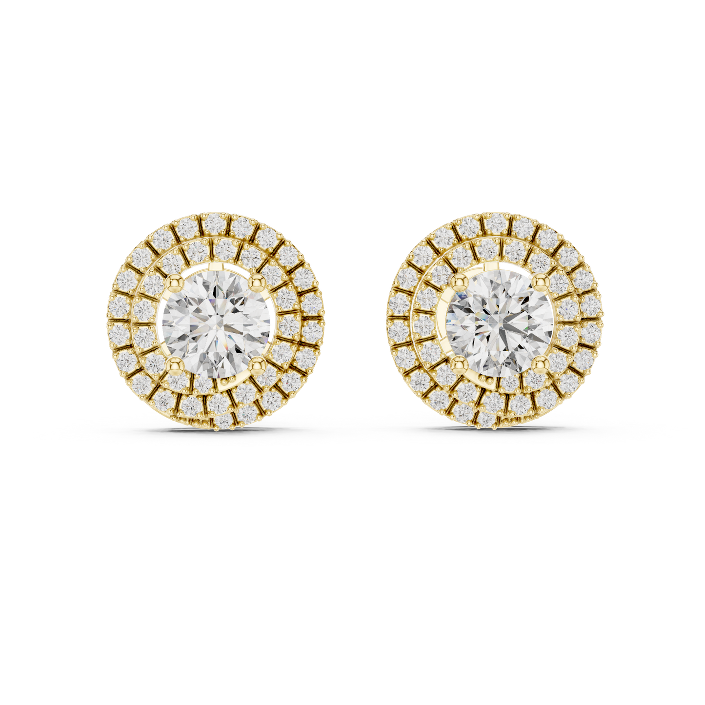 3.42 CTW Round Lab-Grown Diamond Double Halo Stud Earrin