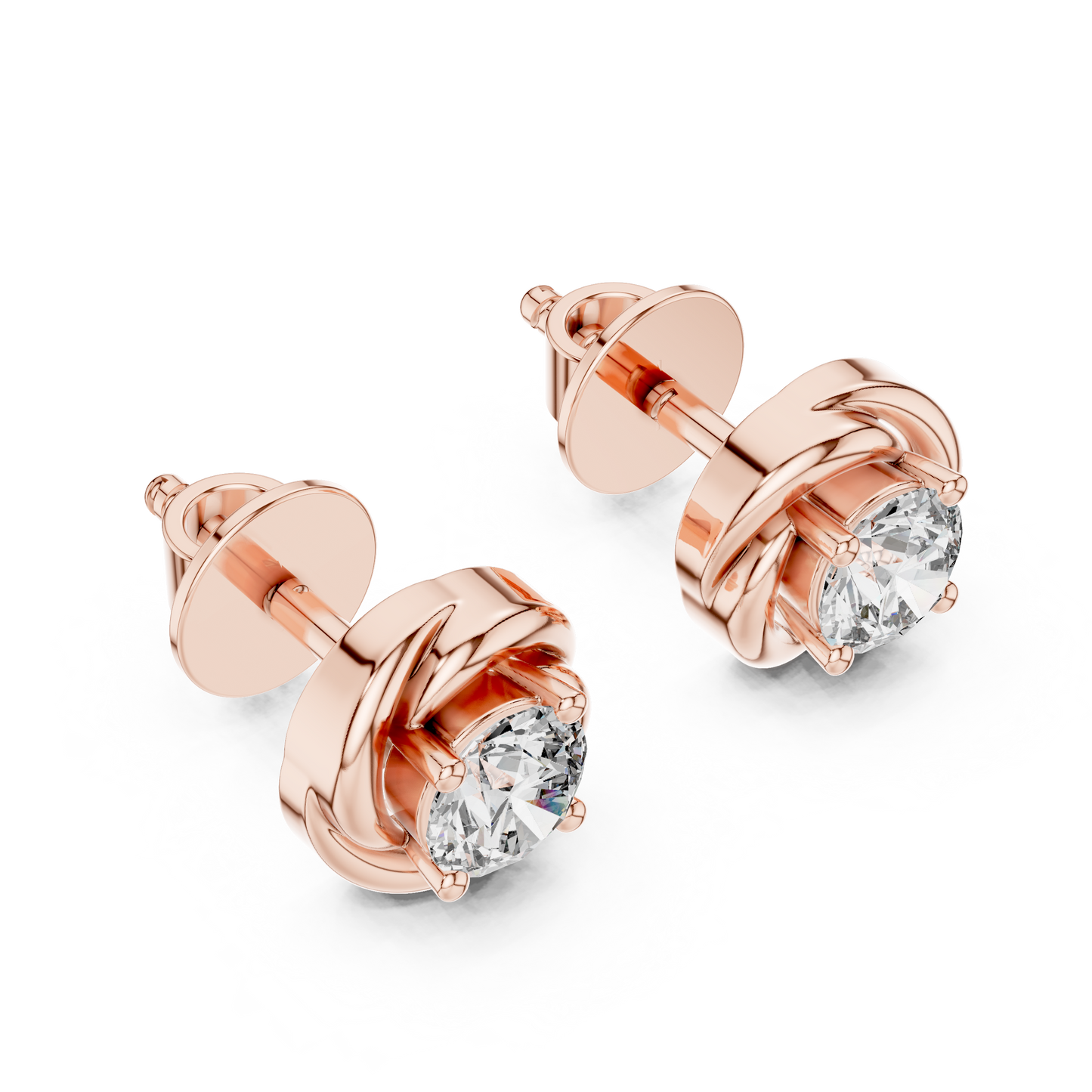 0.48 CTW Round Lab-Grown Diamond Swirl Knot Stud Earrings