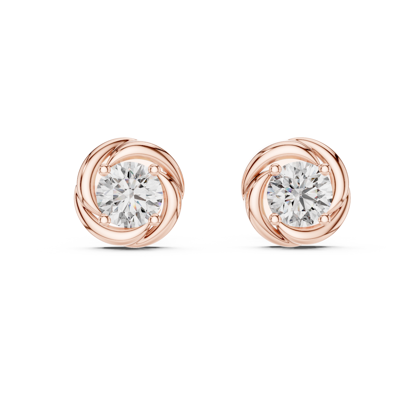 0.48 CTW Round Lab-Grown Diamond Swirl Knot Stud Earrings