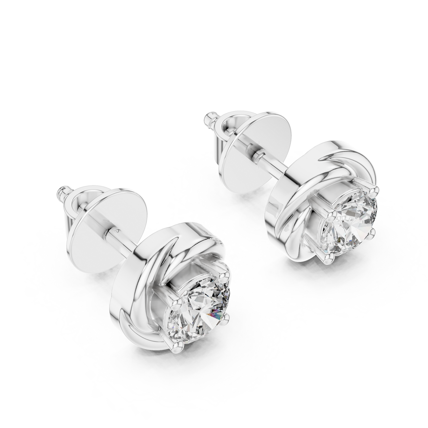 0.48 CTW Round Lab-Grown Diamond Swirl Knot Stud Earrings