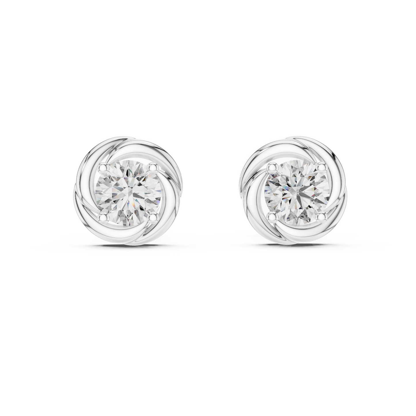 0.48 CTW Round Lab-Grown Diamond Swirl Knot Stud Earrings