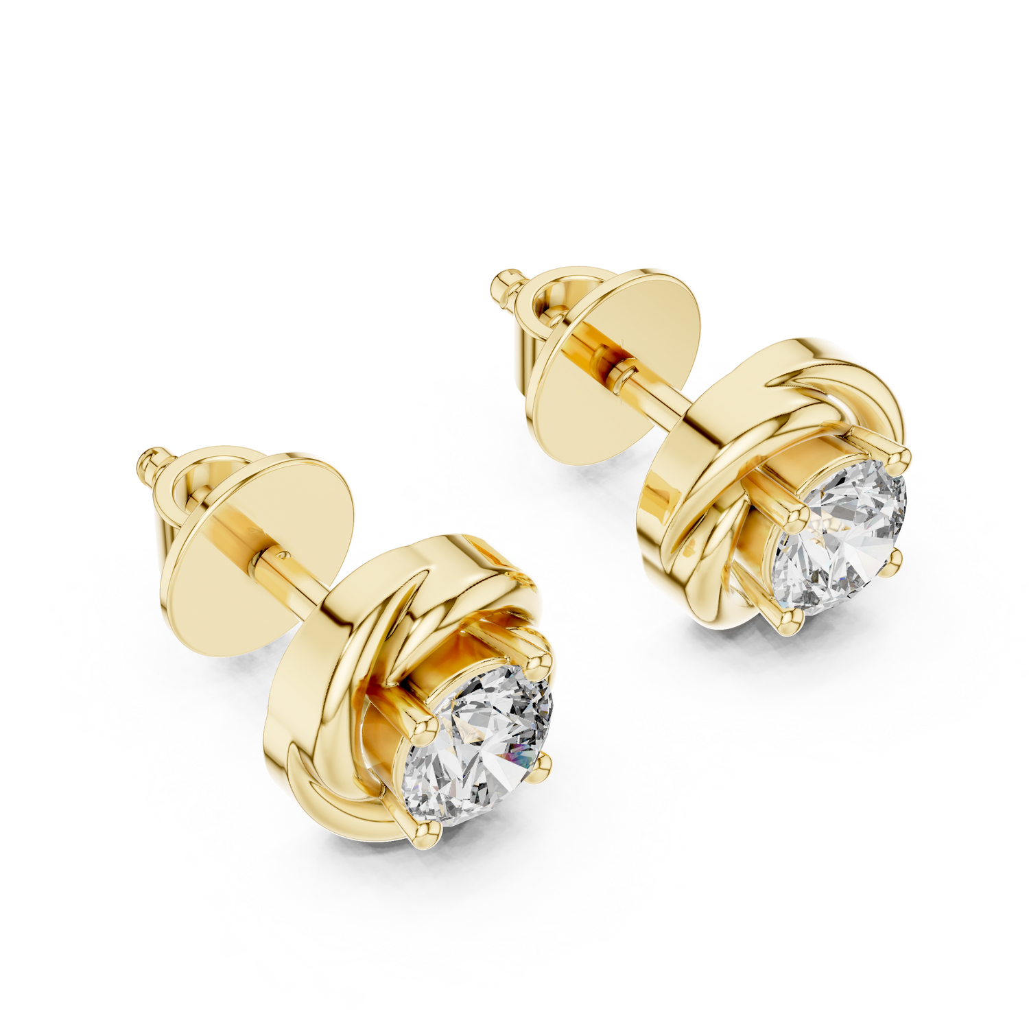 0.48 CTW Round Lab-Grown Diamond Swirl Knot Stud Earrings