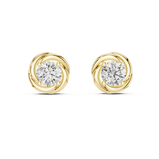 0.48 CTW Round Lab-Grown Diamond Swirl Knot Stud Earrings