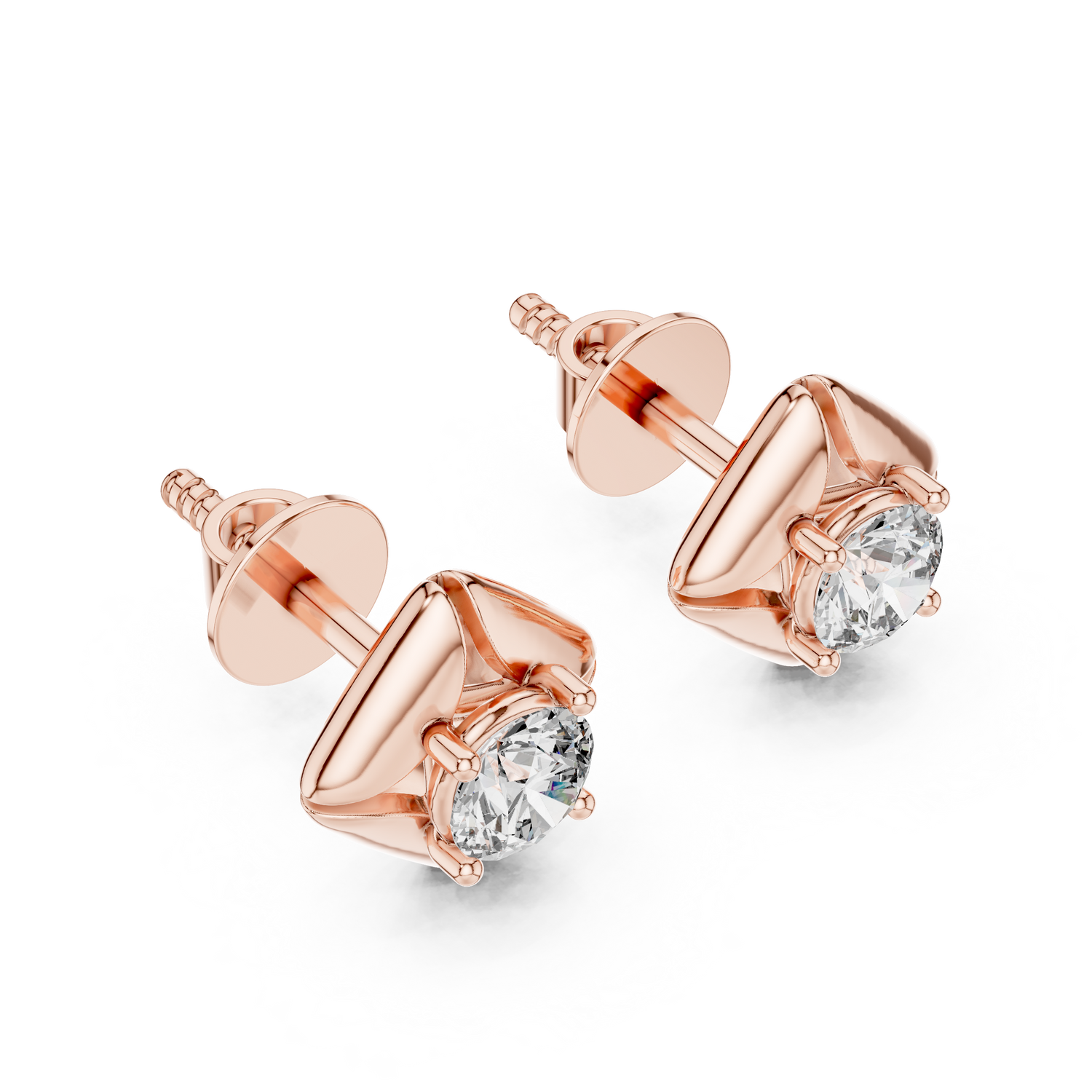 0.48 CTW Round Lab-Grown Diamond Geometric Stud Earrings