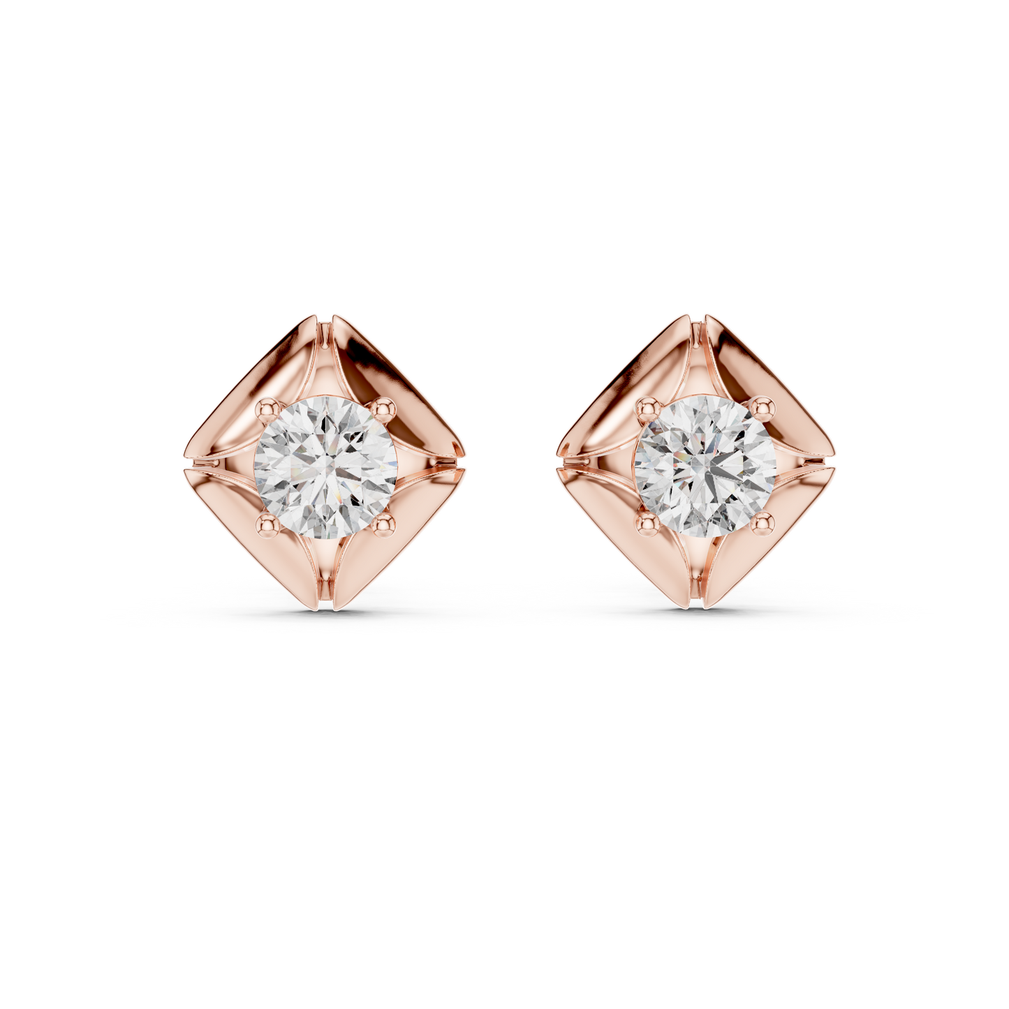 0.48 CTW Round Lab-Grown Diamond Geometric Stud Earrings