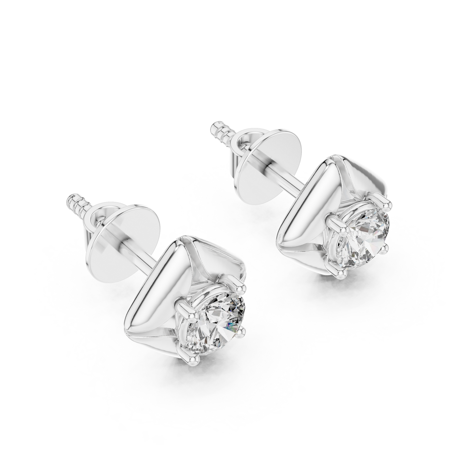 0.48 CTW Round Lab-Grown Diamond Geometric Stud Earrings