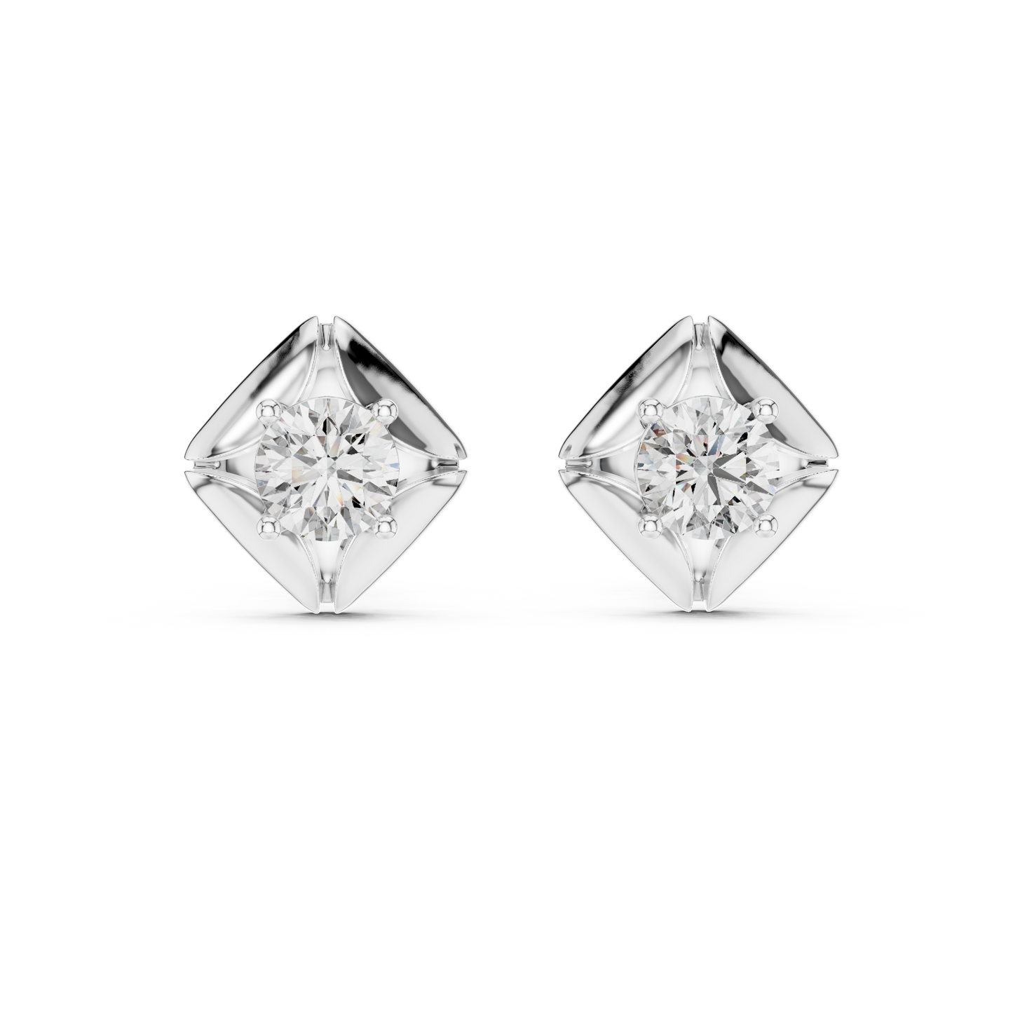 0.48 CTW Round Lab-Grown Diamond Geometric Stud Earrings