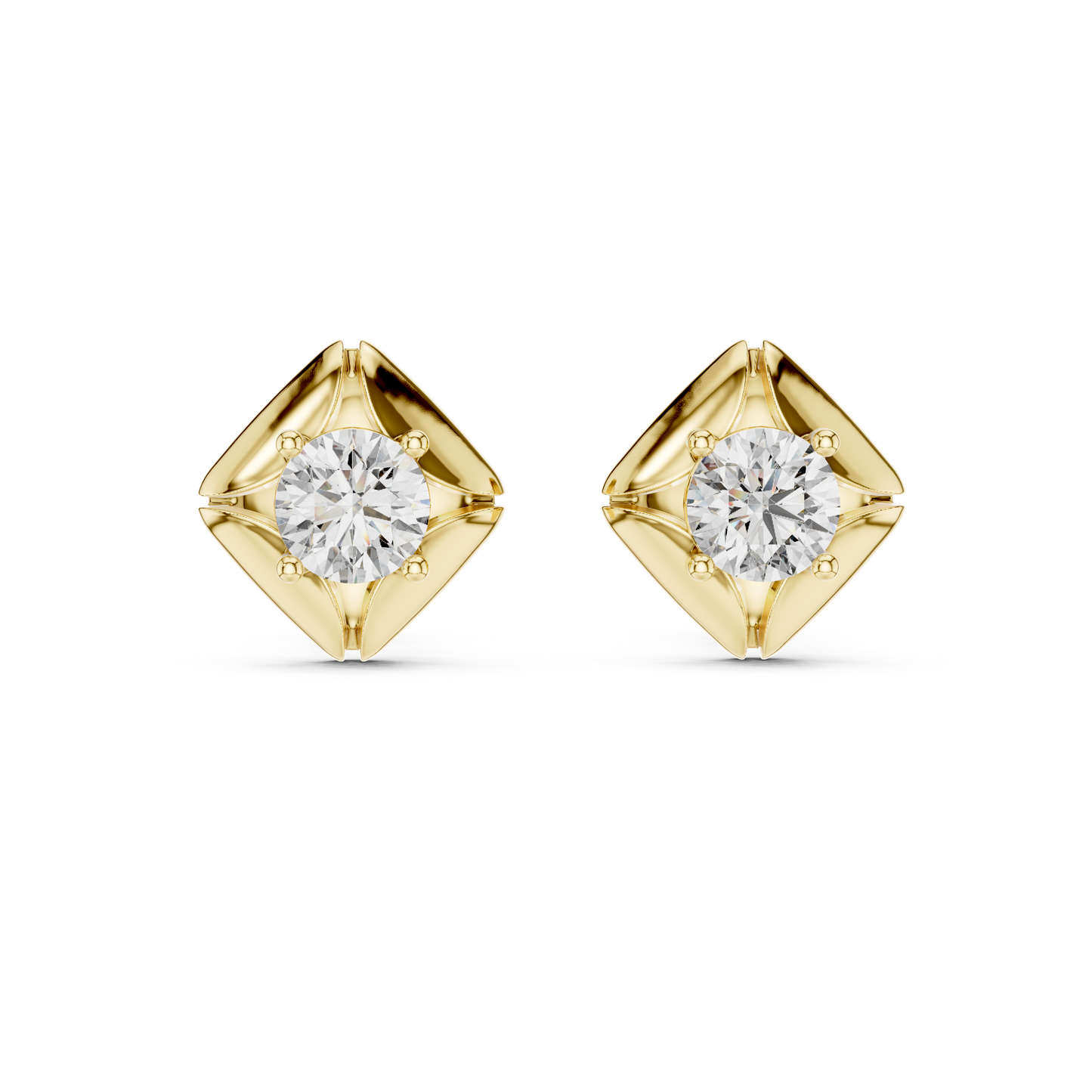 0.48 CTW Round Lab-Grown Diamond Geometric Stud Earrings