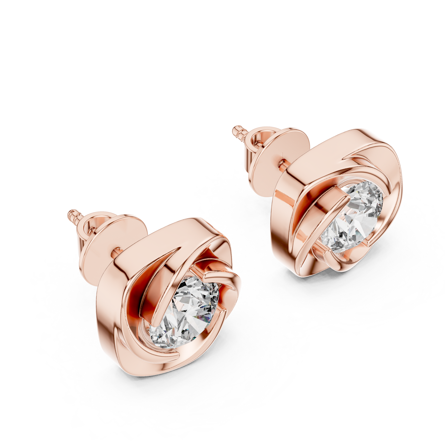 1.80 CTW Round Lab-Grown Diamond Floral Swirl Stud Earrings