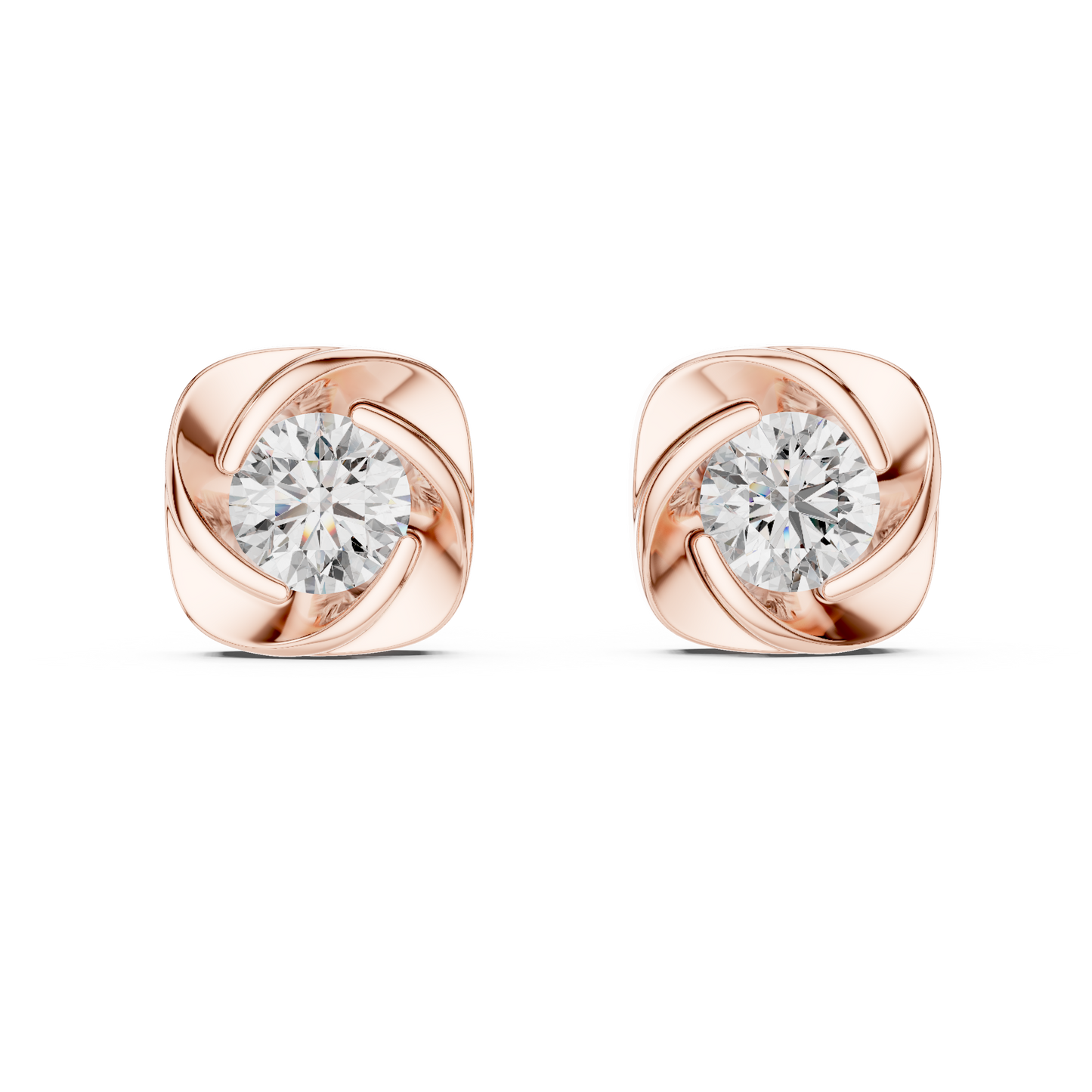 1.80 CTW Round Lab-Grown Diamond Floral Swirl Stud Earrings