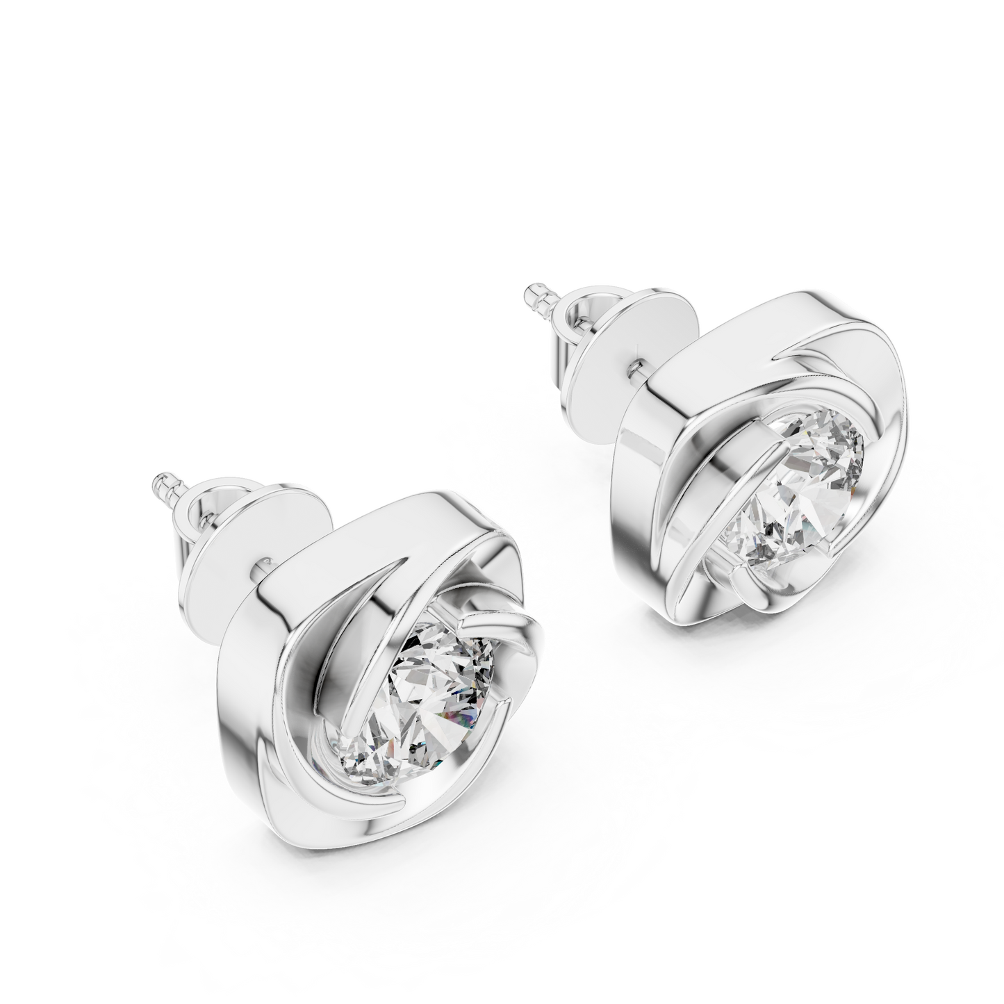 1.80 CTW Round Lab-Grown Diamond Floral Swirl Stud Earrings