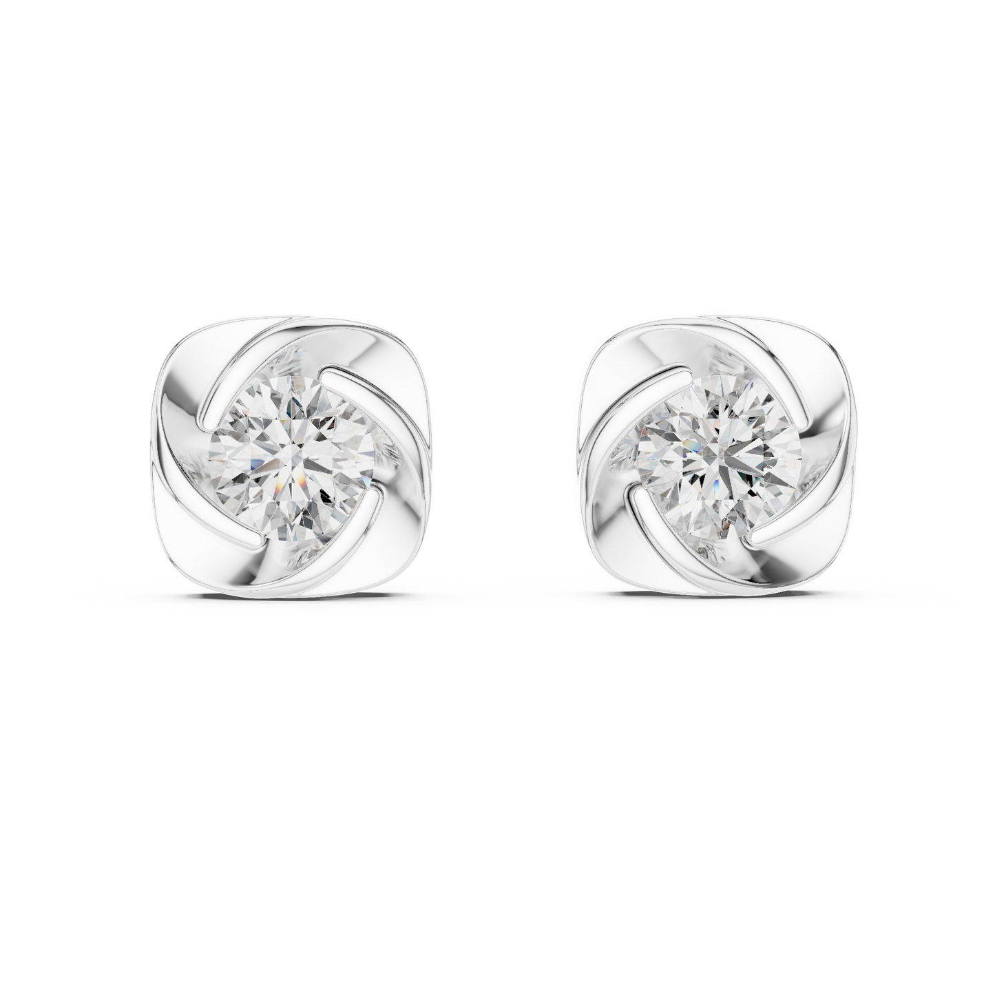 1.80 CTW Round Lab-Grown Diamond Floral Swirl Stud Earrings