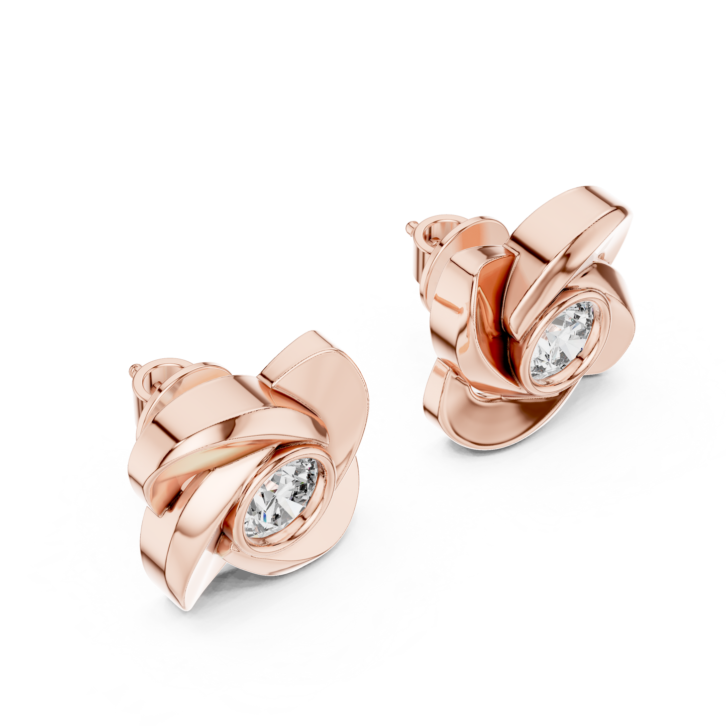1.80 CTW Round Lab-Grown Diamond Pinwheel Swirl Stud Earrings