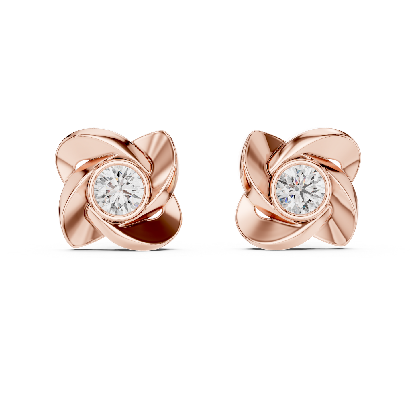 1.80 CTW Round Lab-Grown Diamond Pinwheel Swirl Stud Earrings