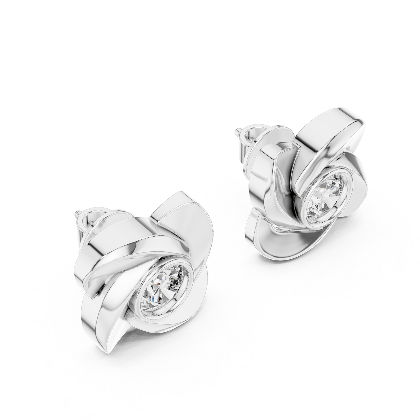 1.80 CTW Round Lab-Grown Diamond Pinwheel Swirl Stud Earrings