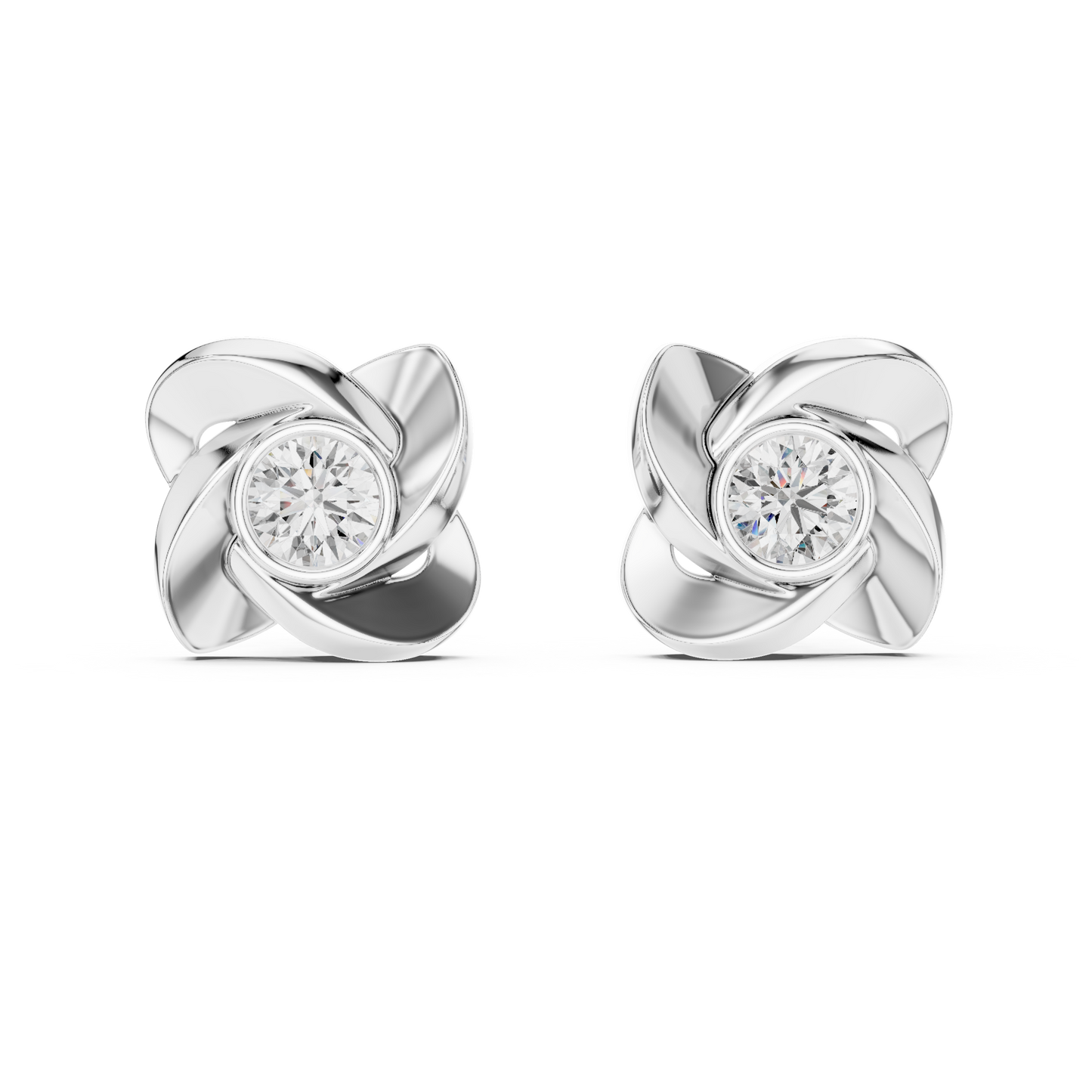 1.80 CTW Round Lab-Grown Diamond Pinwheel Swirl Stud Earrings