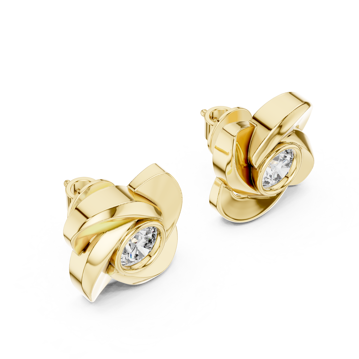 1.80 CTW Round Lab-Grown Diamond Pinwheel Swirl Stud Earrings