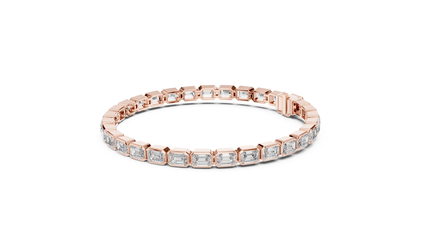 Emerald Cut Diamond Bezel Setting Bracelet