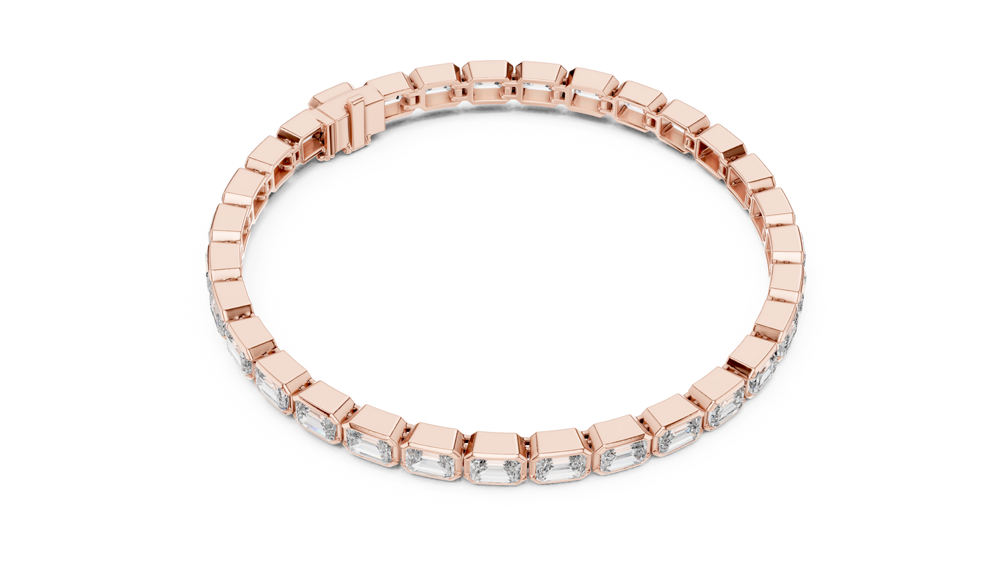 Emerald Cut Diamond Bezel Setting Bracelet