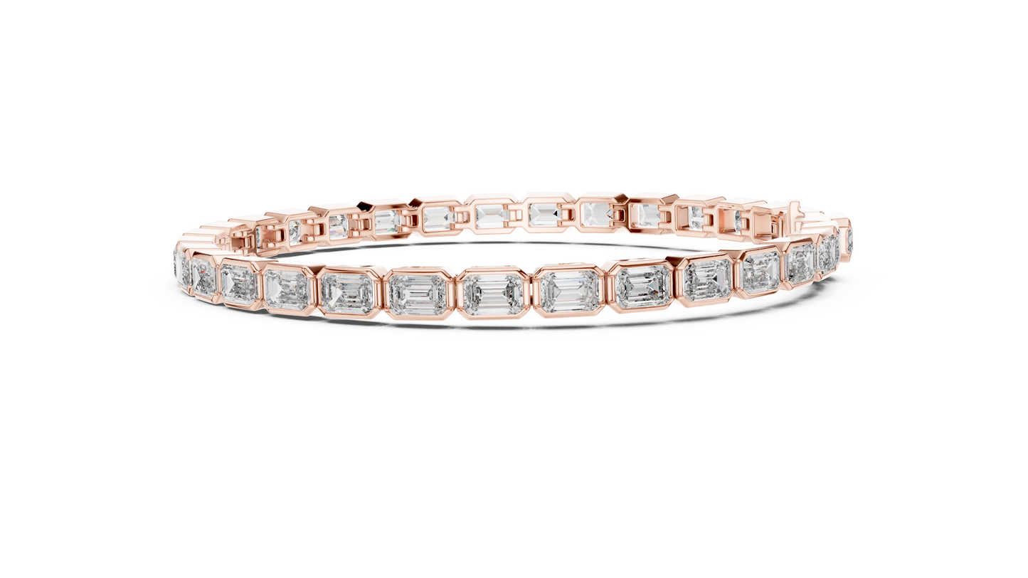 Emerald Cut Diamond Bezel Setting Bracelet