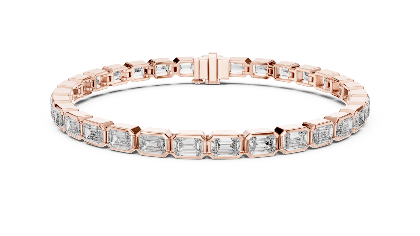 Emerald Cut Diamond Bezel Setting Bracelet