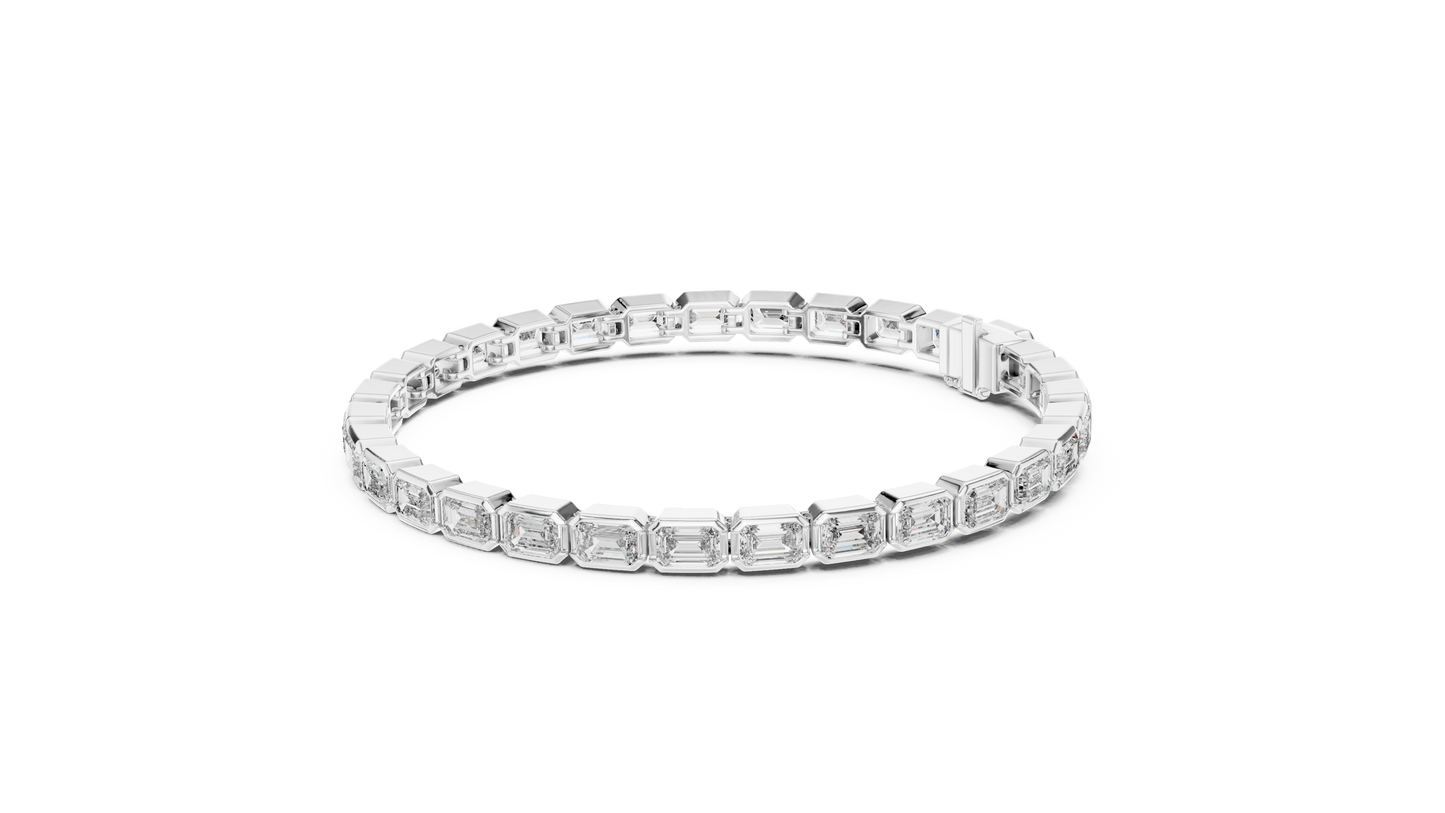 Emerald Cut Diamond Bezel Setting Bracelet