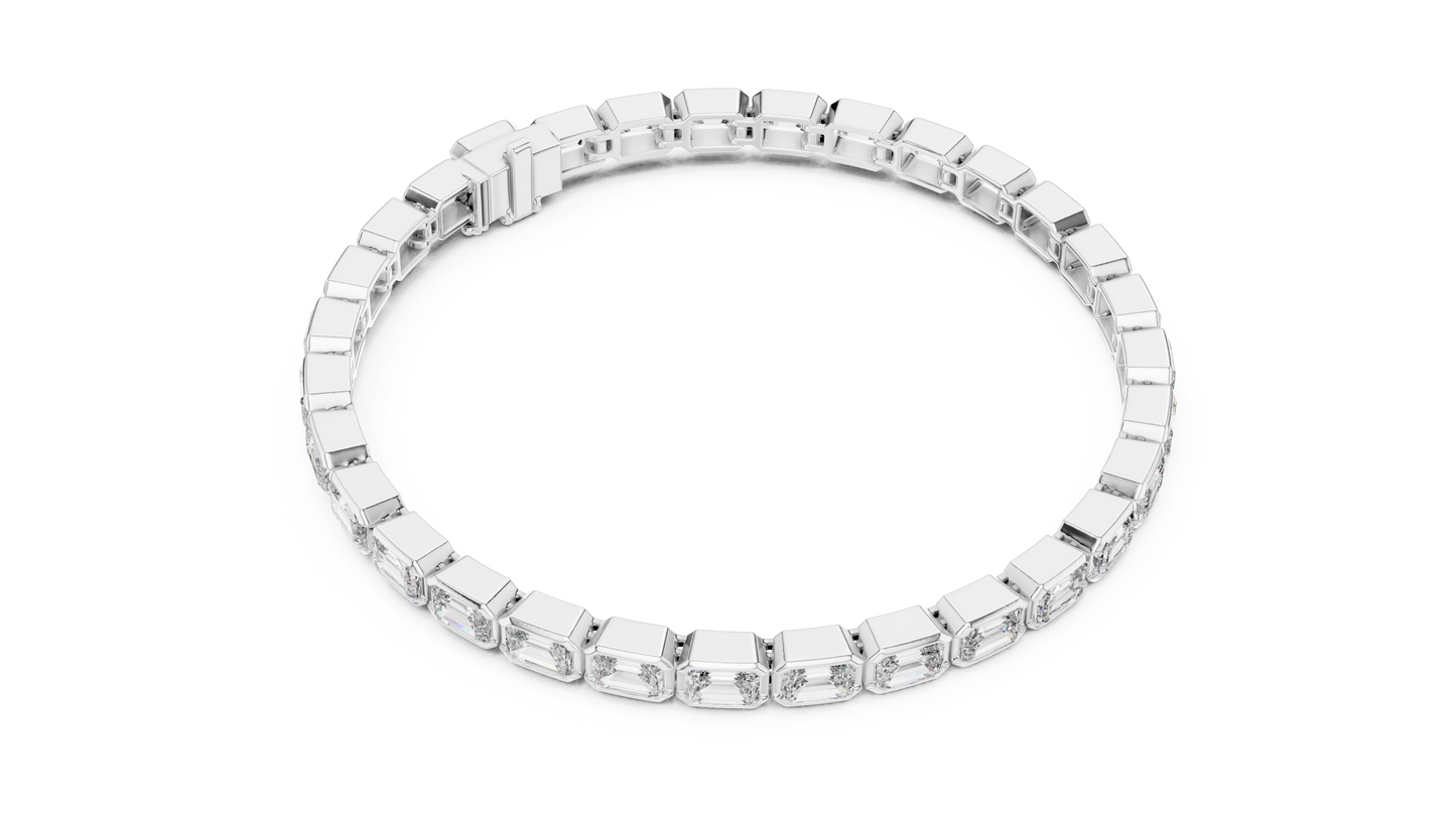 Emerald Cut Diamond Bezel Setting Bracelet