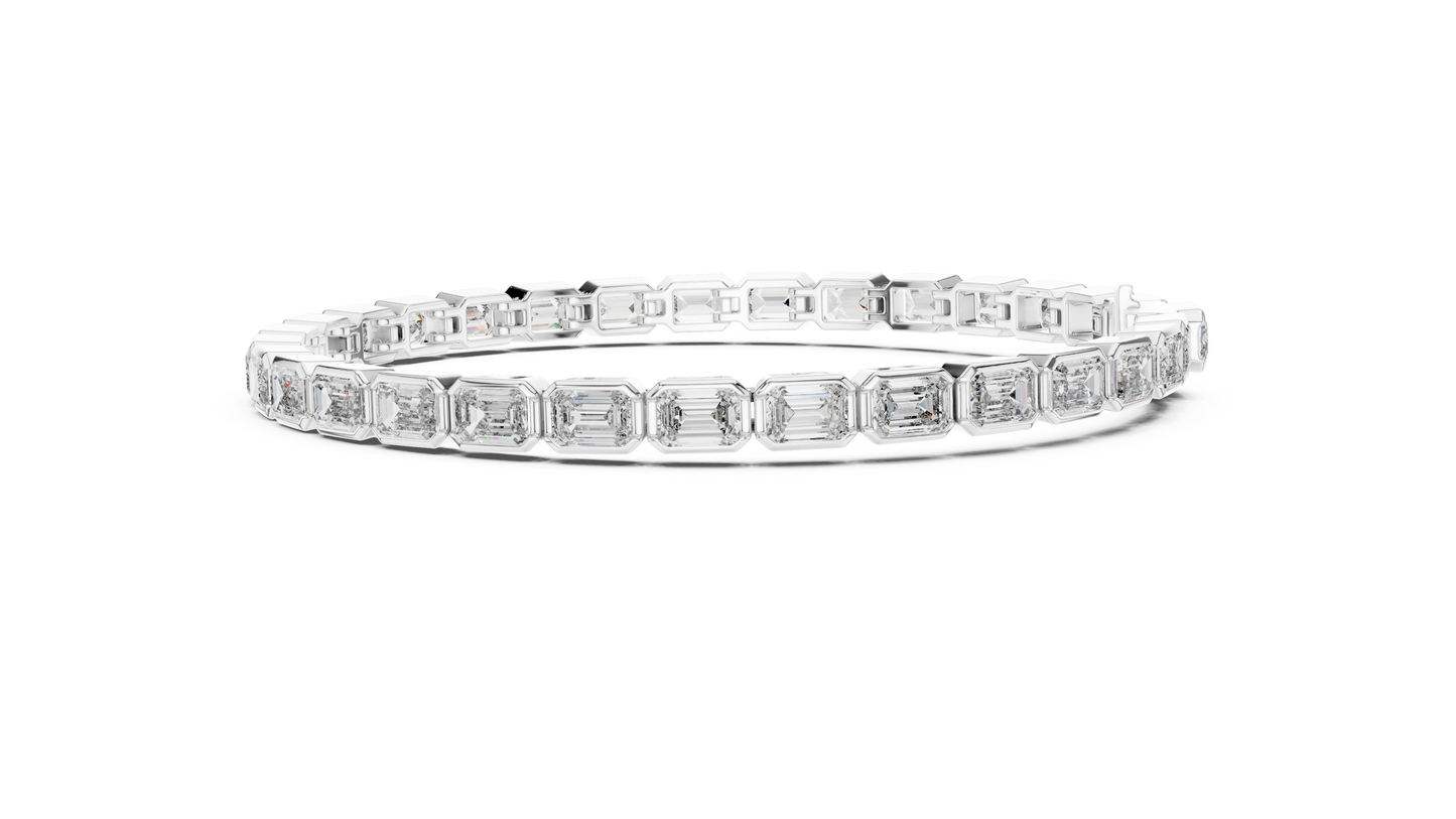 Emerald Cut Diamond Bezel Setting Bracelet