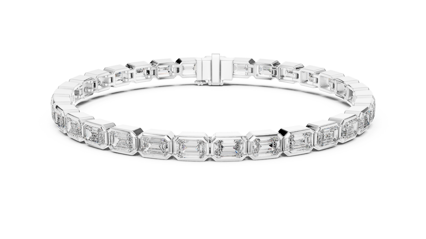 Emerald Cut Diamond Bezel Setting Bracelet