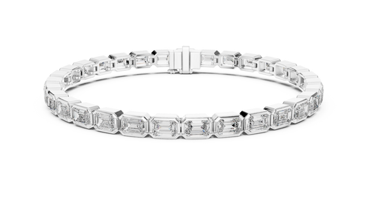 Emerald Cut Diamond Bezel Setting Bracelet