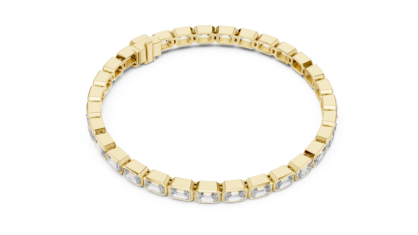 Emerald Cut Diamond Bezel Setting Bracelet