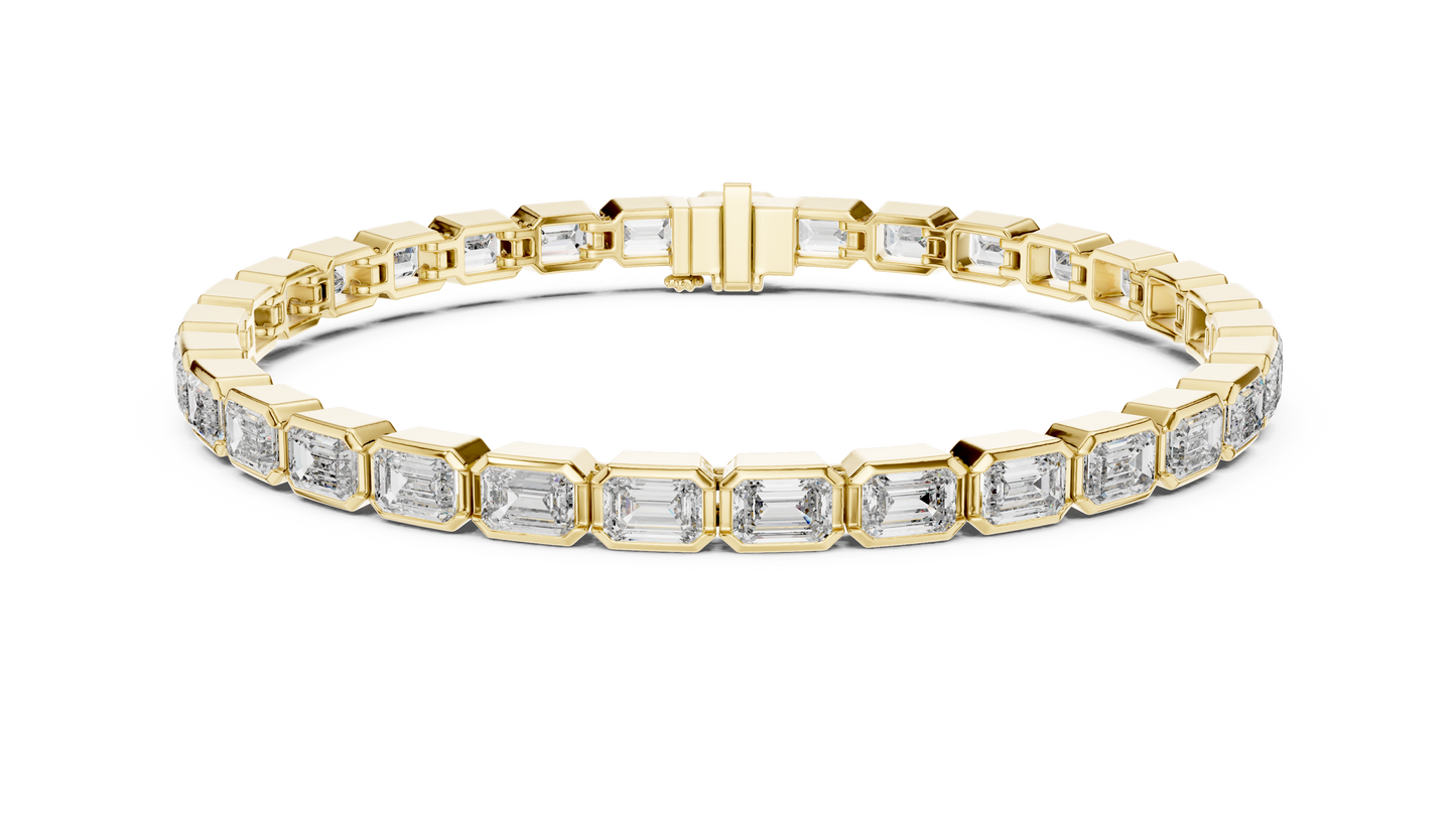 Emerald Cut Diamond Bezel Setting Bracelet