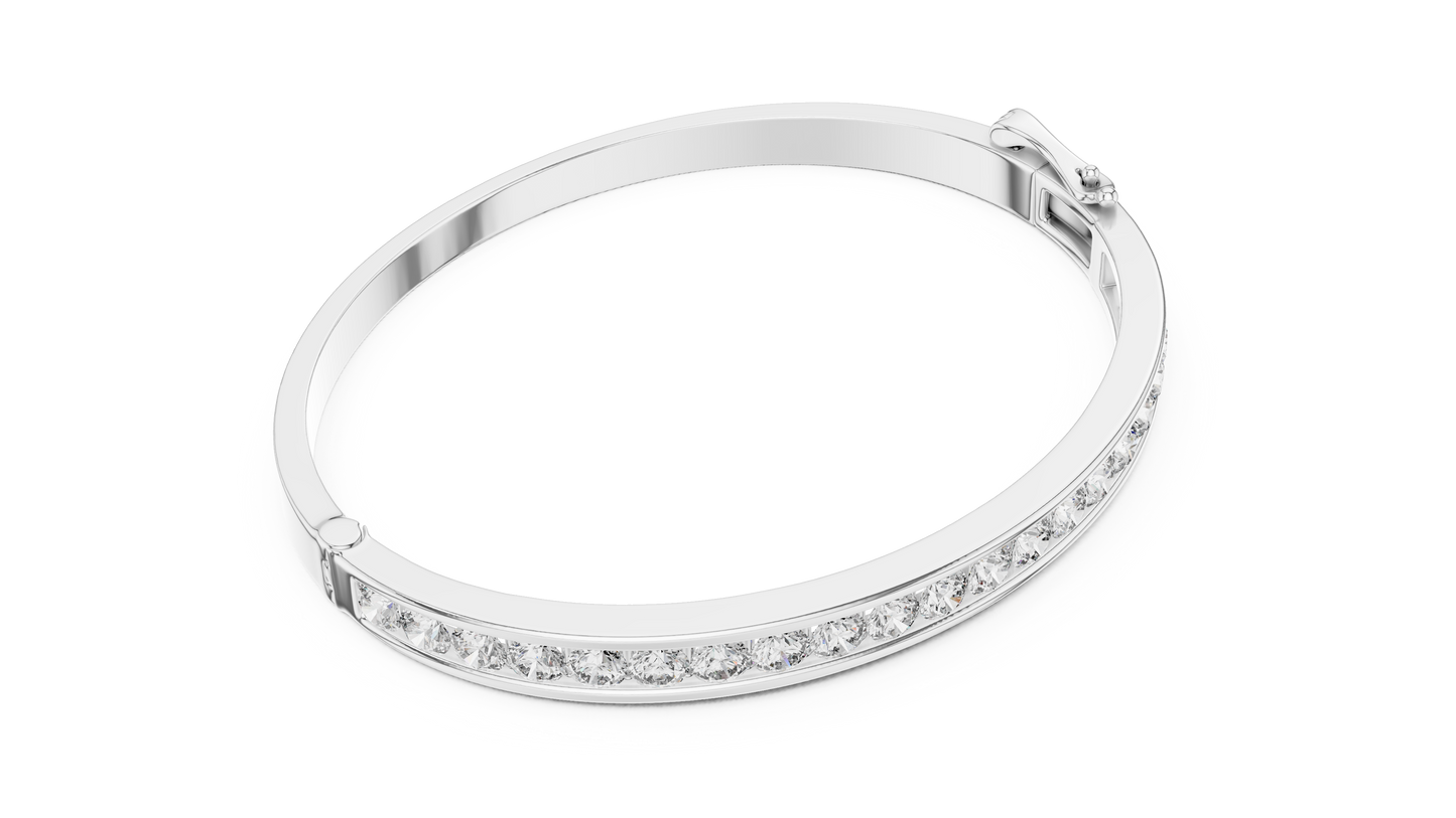 3.46 CTW Round Diamond Channel Set Half-Eternity Bangle