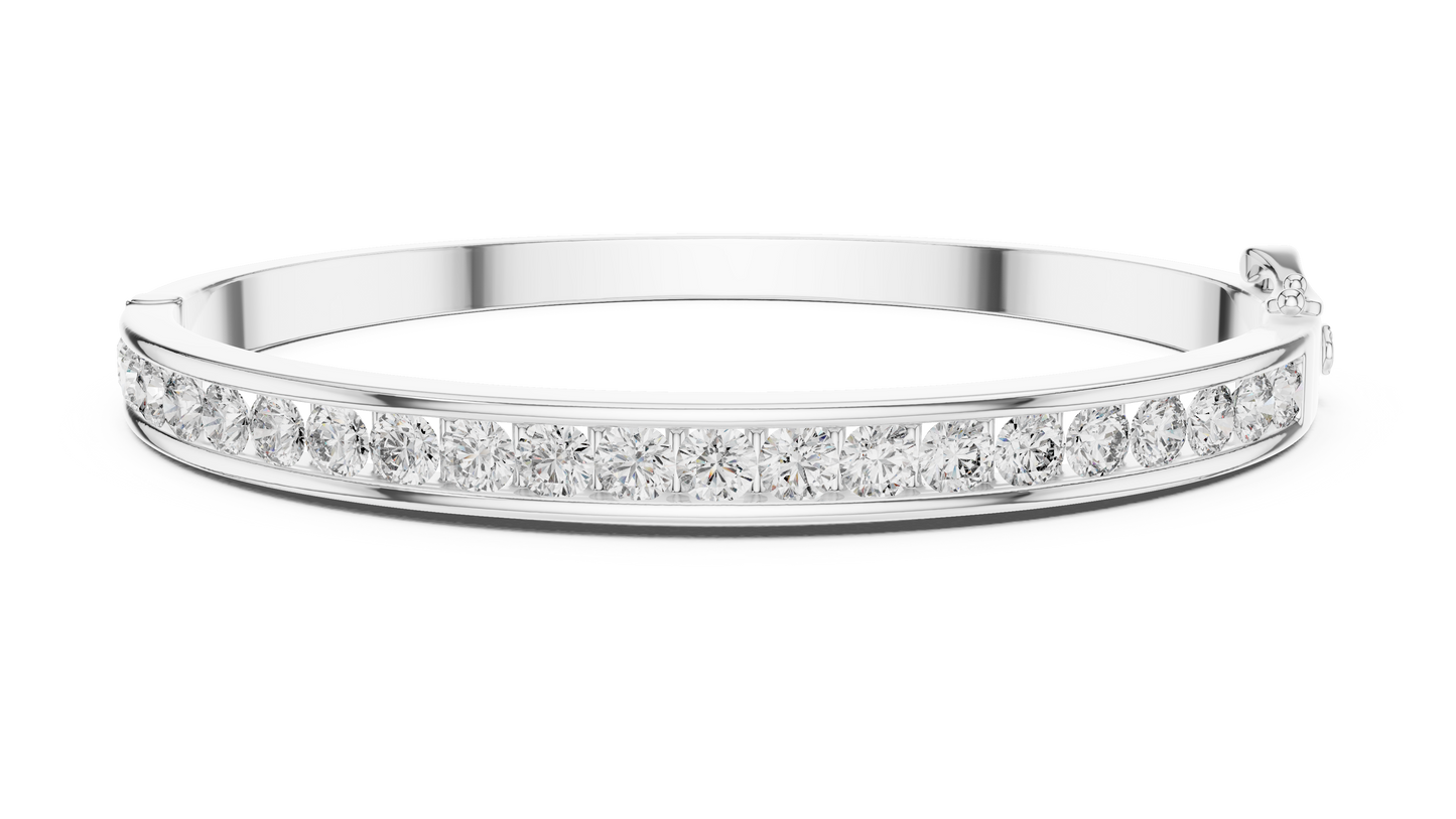 3.46 CTW Round Diamond Channel Set Half-Eternity Bangle