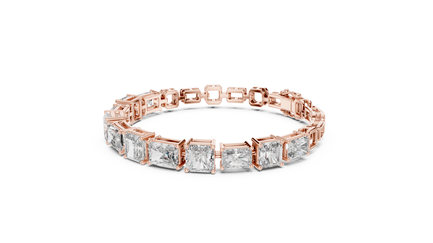 13.44 CTW Radiant & Emerald Cut Lab-Grown Diamond Link Bracelet