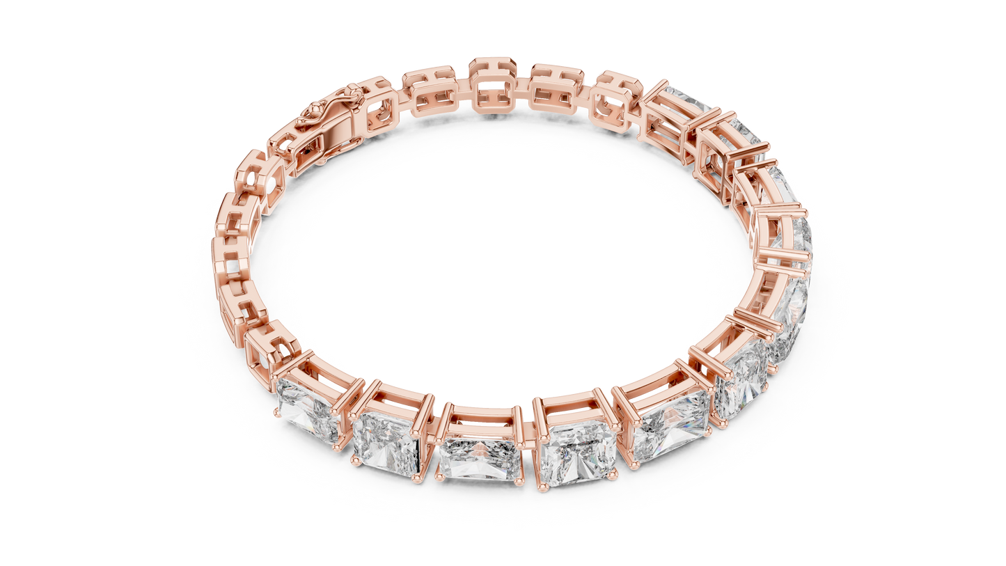 13.44 CTW Radiant & Emerald Cut Lab-Grown Diamond Link Bracelet