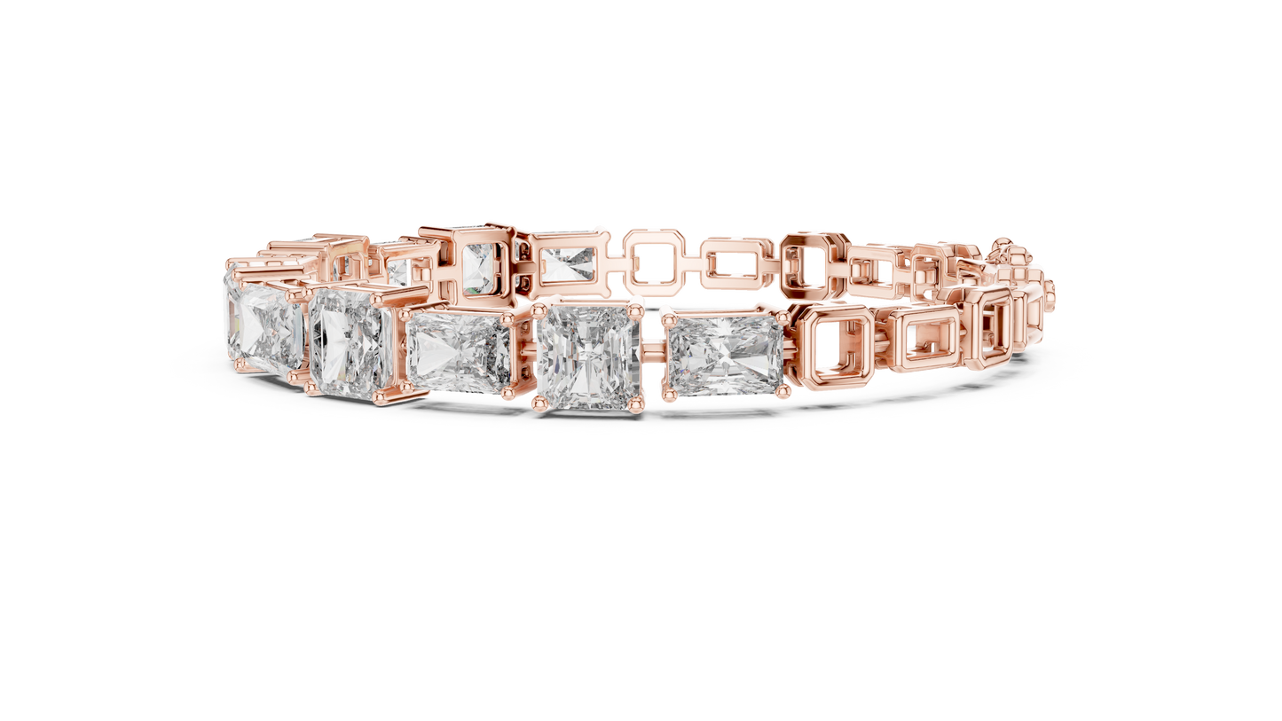 13.44 CTW Radiant & Emerald Cut Lab-Grown Diamond Link Bracelet