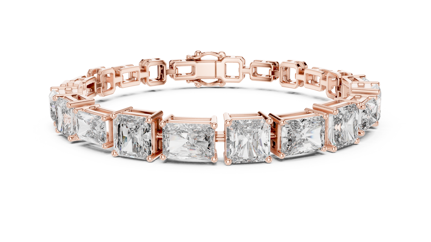 13.44 CTW Radiant & Emerald Cut Lab-Grown Diamond Link Bracelet