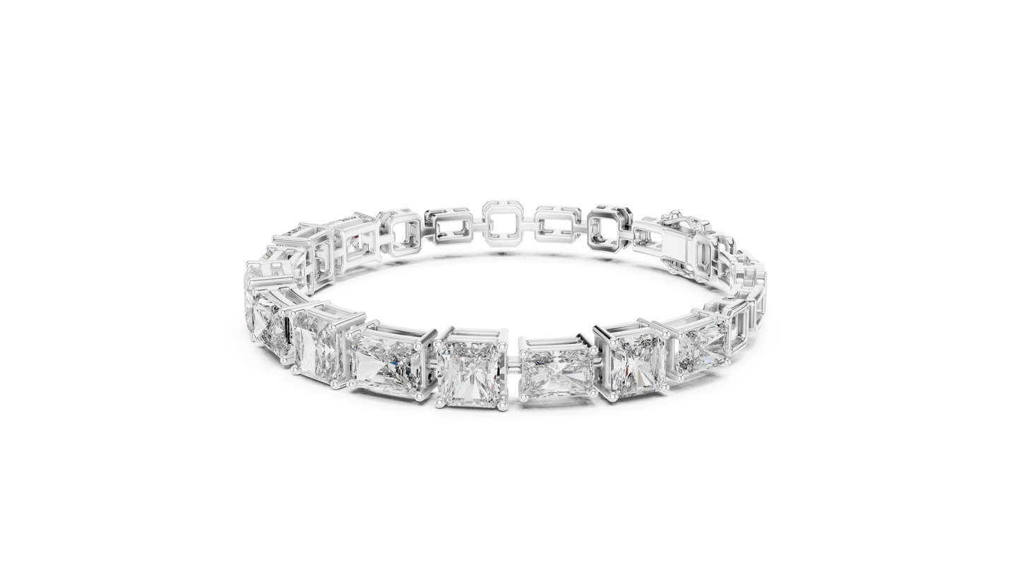 13.44 CTW Radiant & Emerald Cut Lab-Grown Diamond Link Bracelet