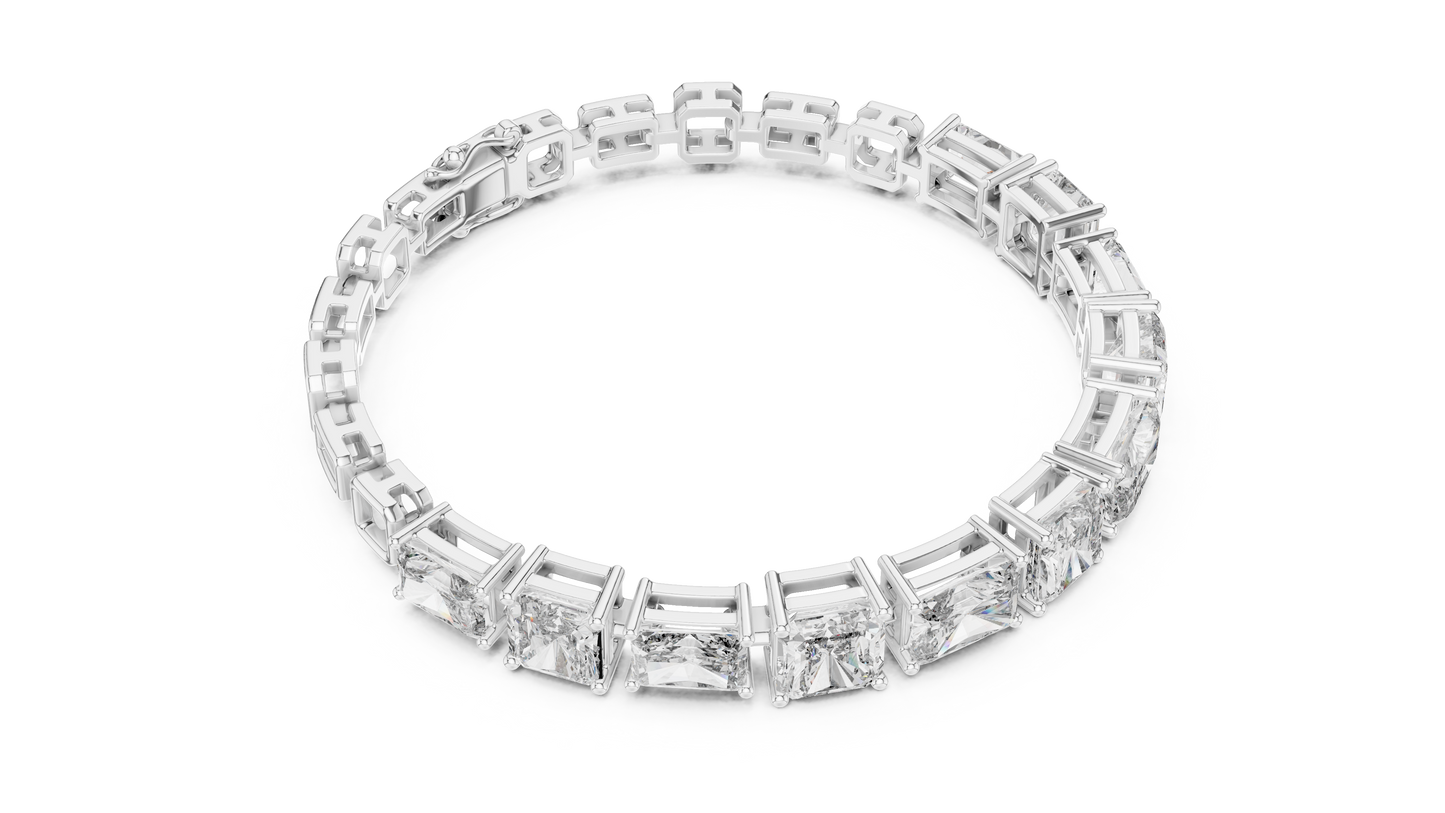 13.44 CTW Radiant & Emerald Cut Lab-Grown Diamond Link Bracelet