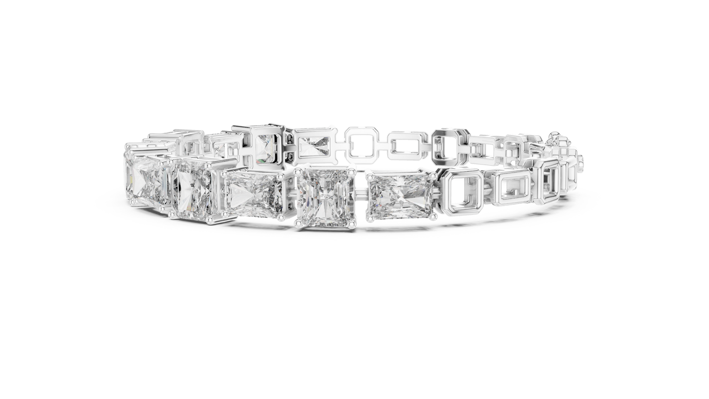 13.44 CTW Radiant & Emerald Cut Lab-Grown Diamond Link Bracelet