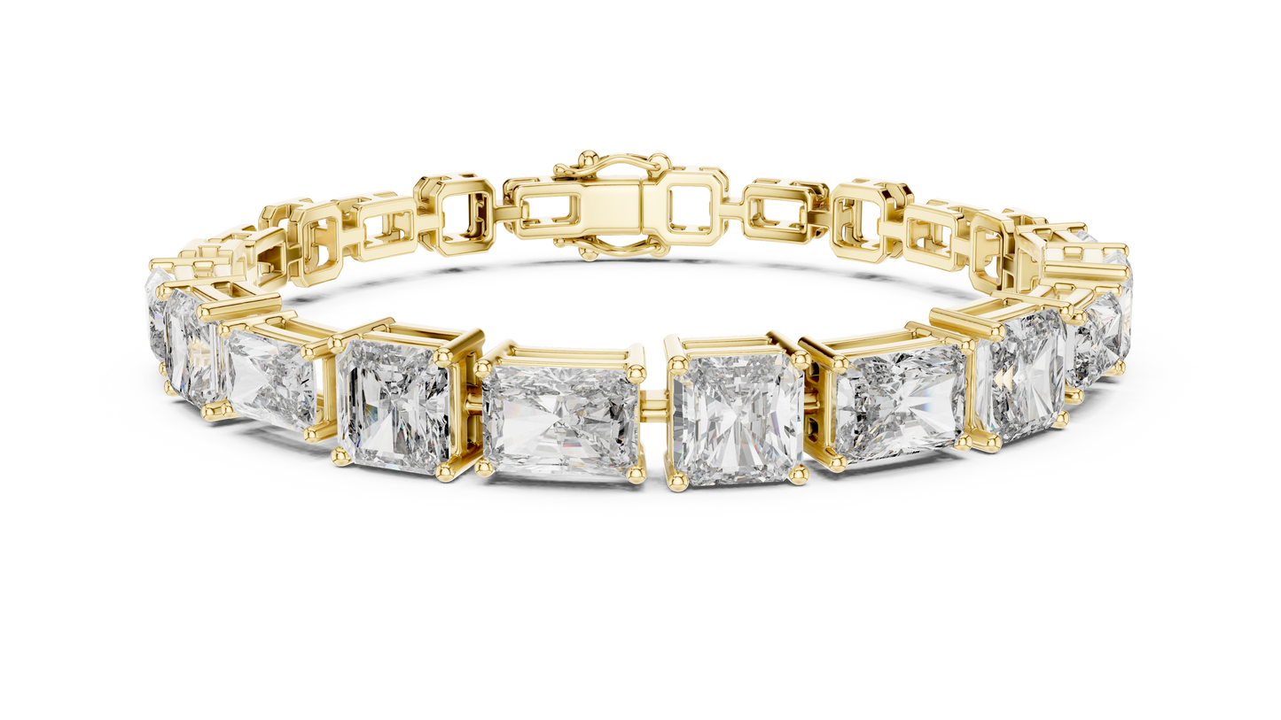 13.44 CTW Radiant & Emerald Cut Lab-Grown Diamond Link Bracelet