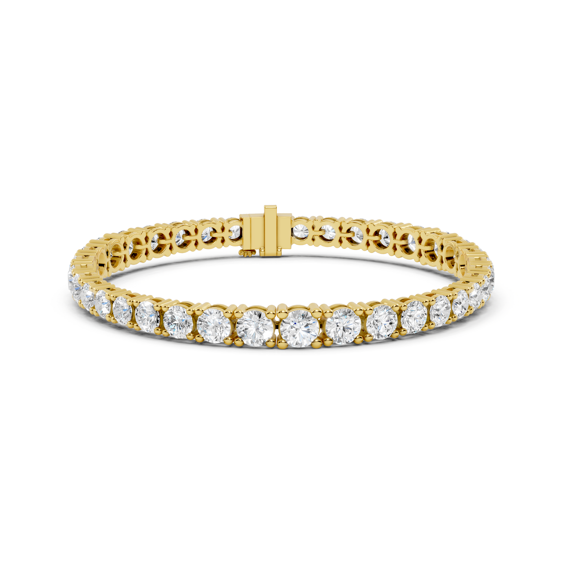 Gold bracelet with diamond stones on a white background