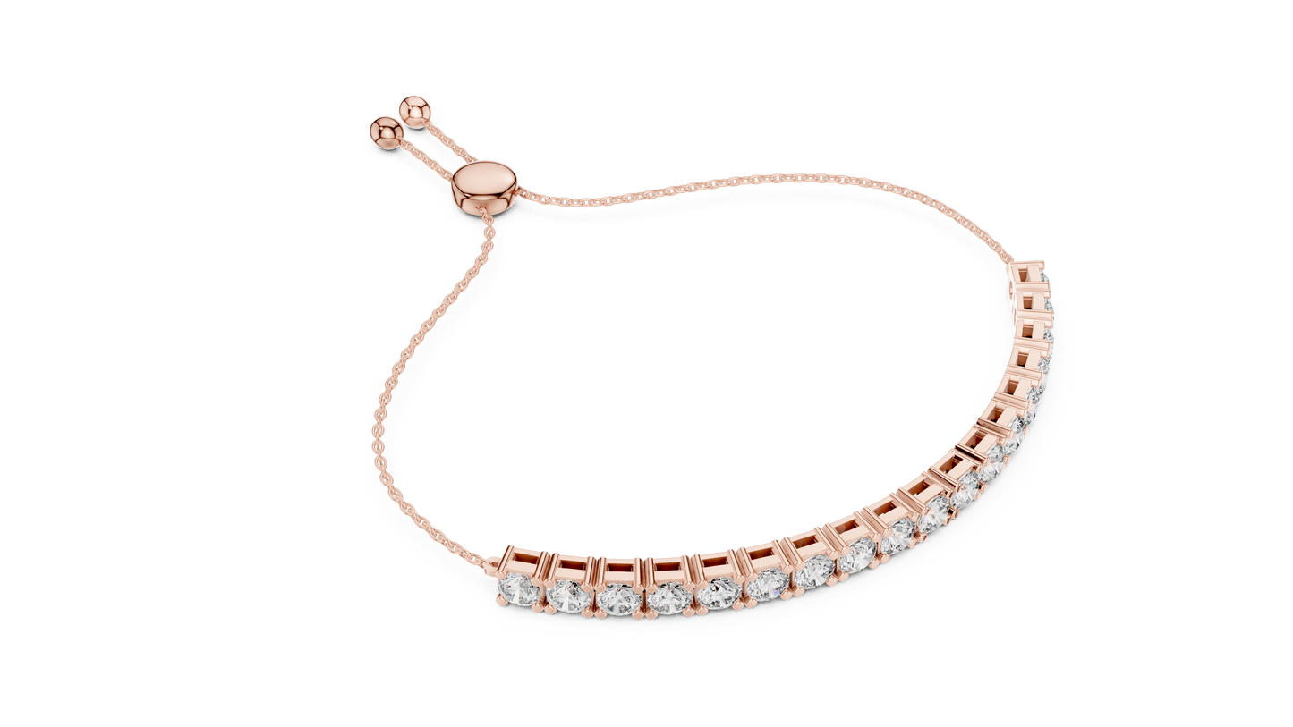 5.94 CTW Round Diamond Collet Setting Bolo Bracelet