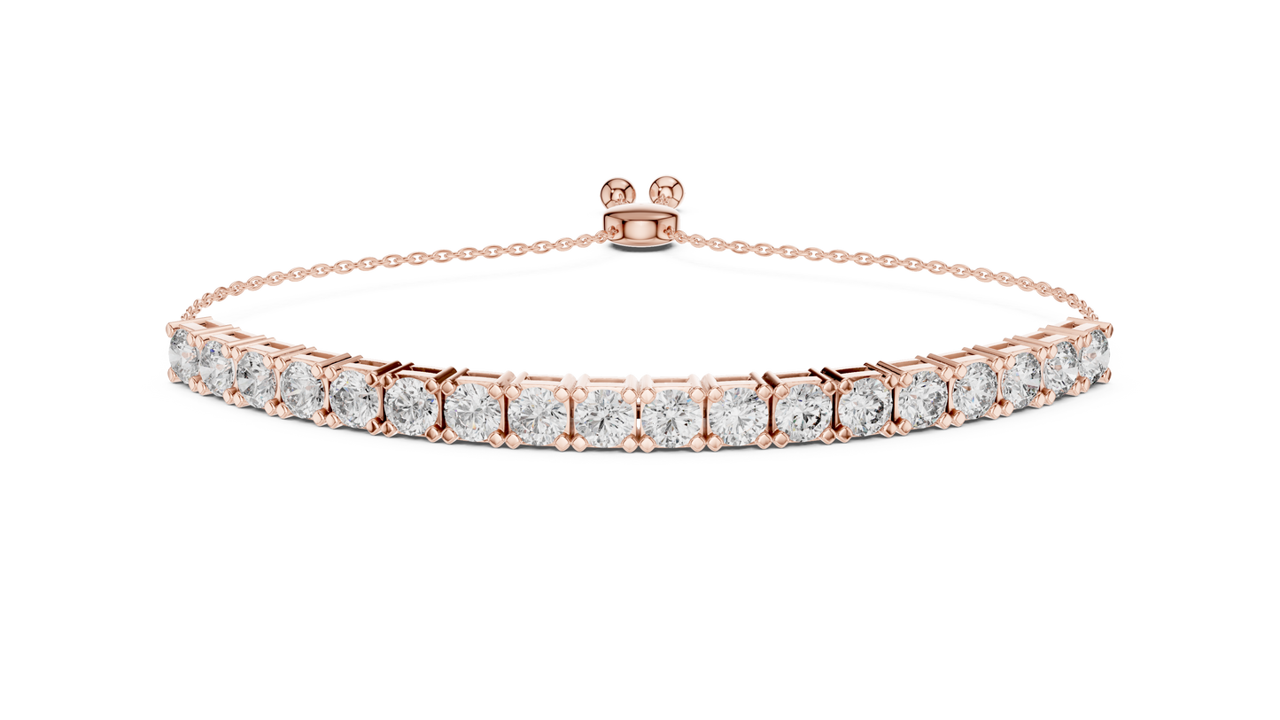 5.94 CTW Round Diamond Collet Setting Bolo Bracelet