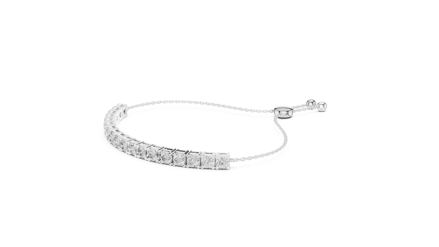 5.94 CTW Round Diamond Collet Setting Bolo Bracelet