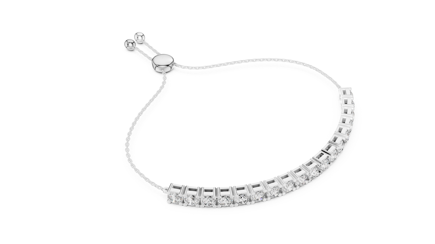 5.94 CTW Round Diamond Collet Setting Bolo Bracelet