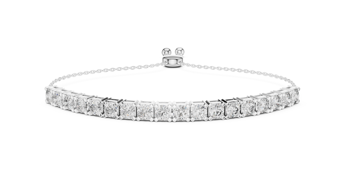 5.94 CTW Round Diamond Collet Setting Bolo Bracelet
