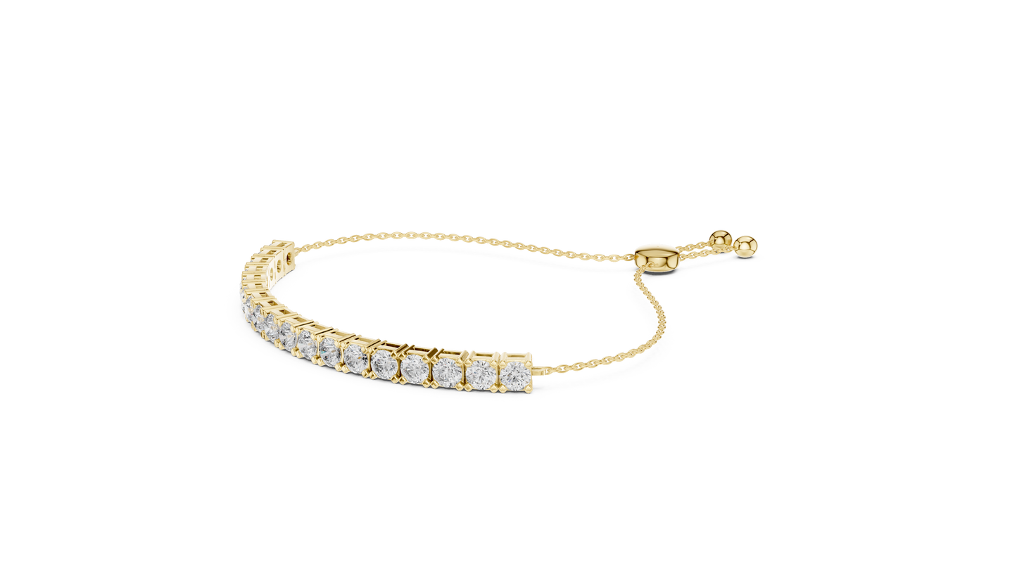 5.94 CTW Round Diamond Collet Setting Bolo Bracelet
